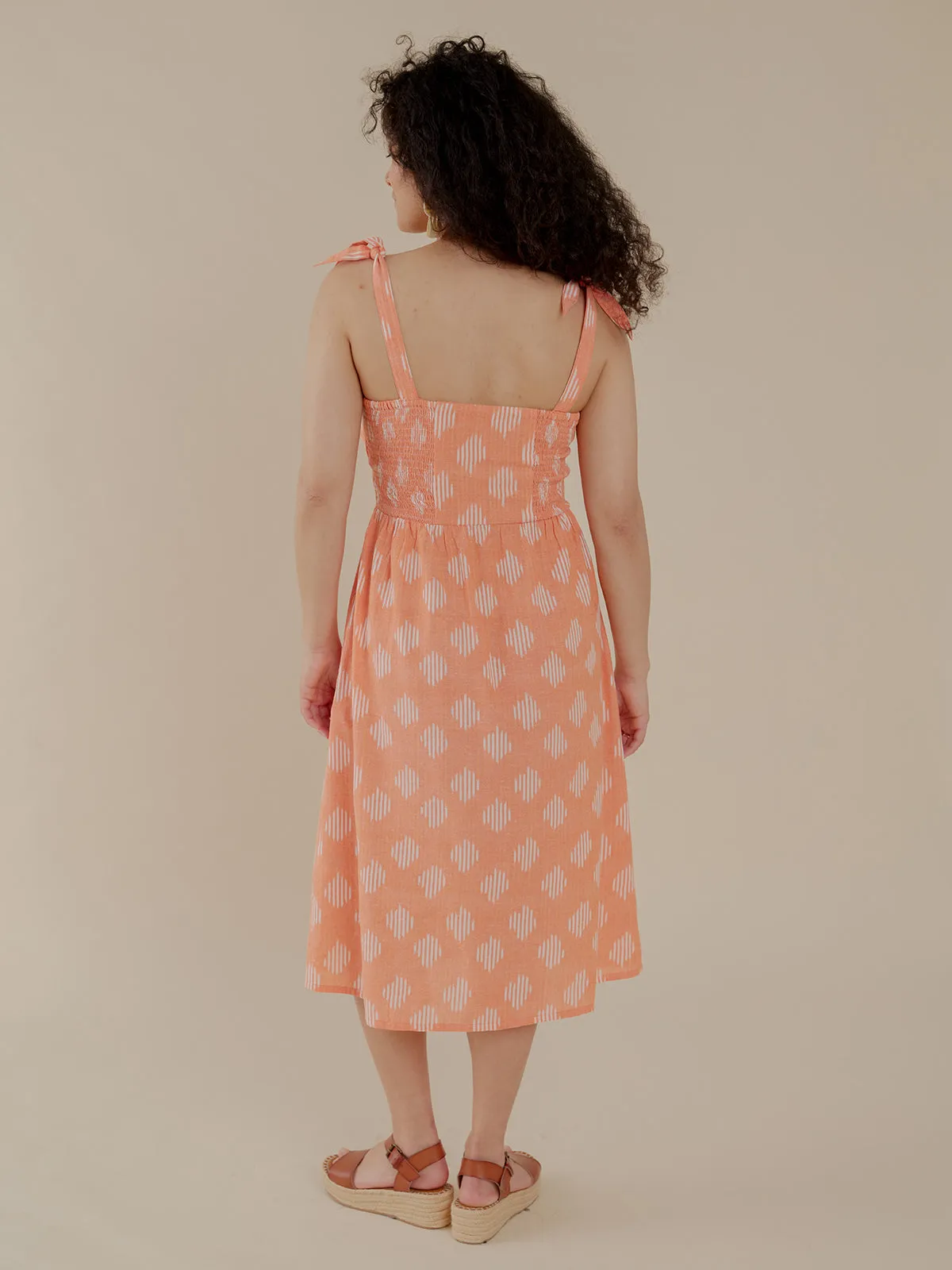 Provence Midi Dress - Peach Ikat sold by Mata Traders product image thumbnail 4