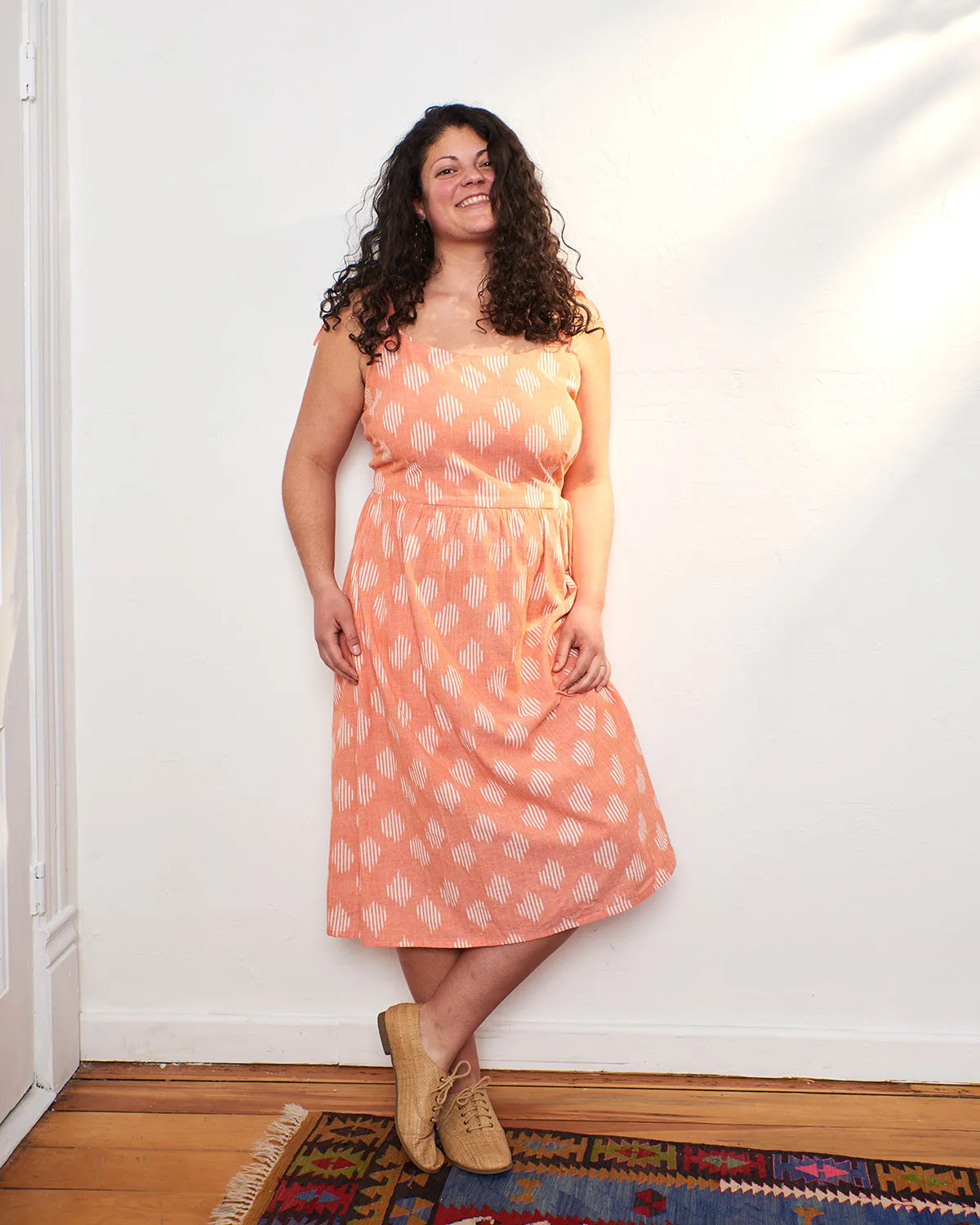 Provence Midi Dress - Peach Ikat sold by Mata Traders product image thumbnail 5