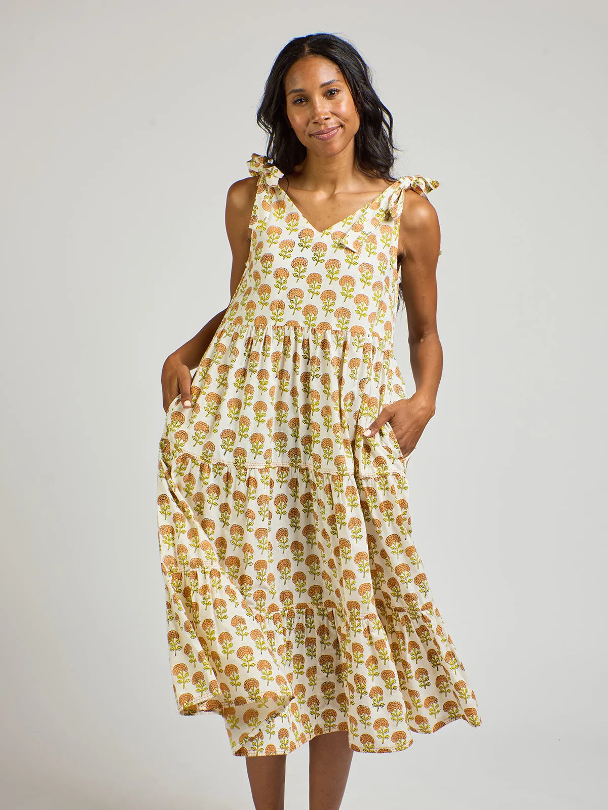 Lorelei Tiered Dress - Marigold sold by Mata Traders