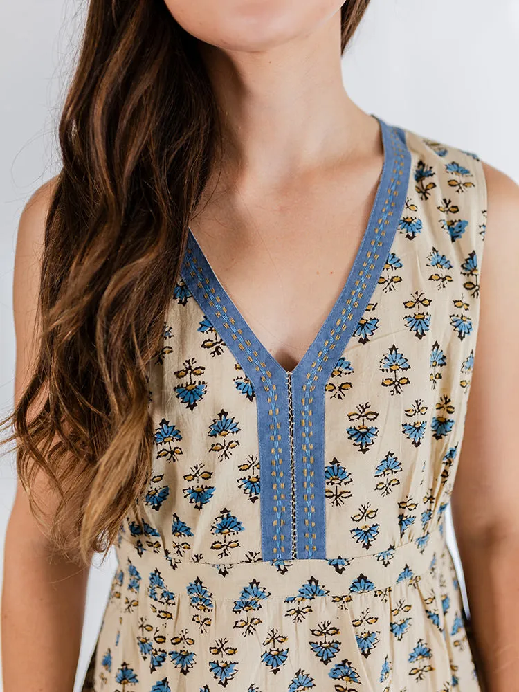 Jaya Sleeveless Dress - Blue Floral sold by Mata Traders product image thumbnail 3