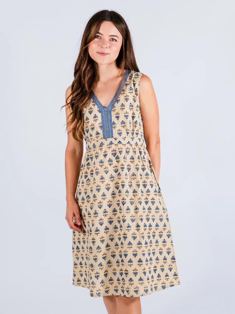 Jaya Sleeveless Dress - Blue Floral sold by Mata Traders