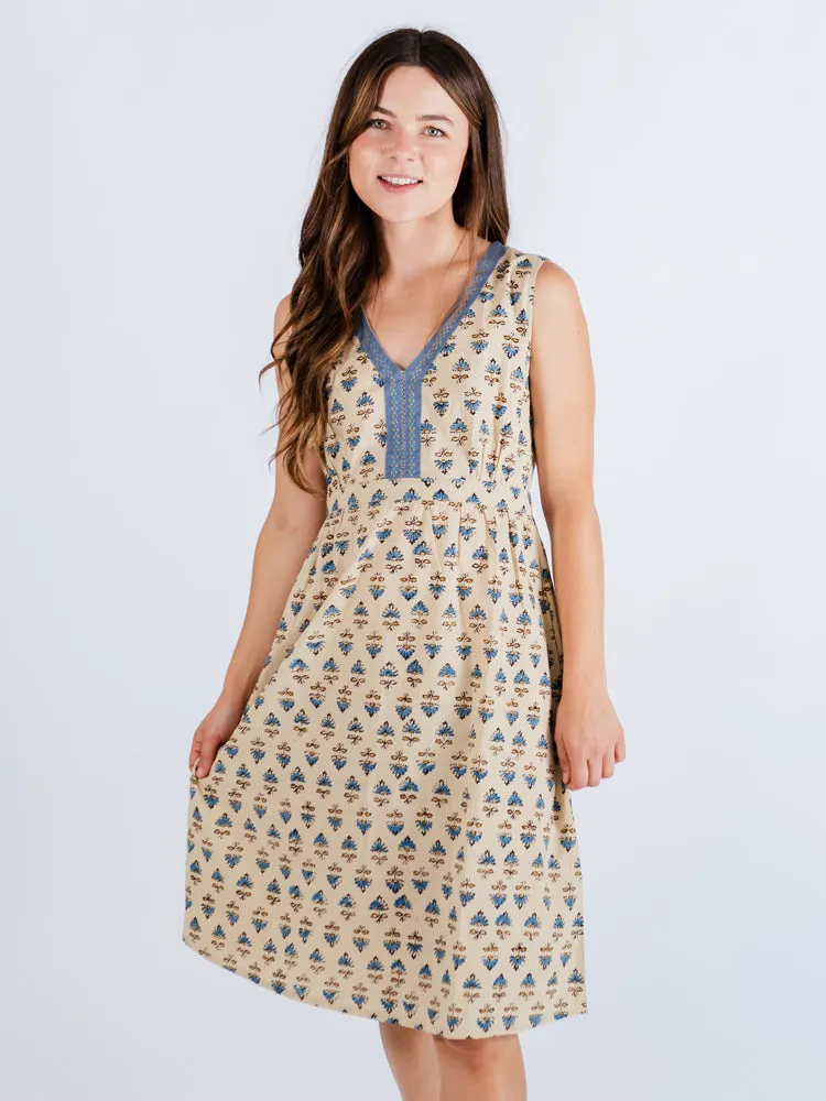 Jaya Sleeveless Dress - Blue Floral sold by Mata Traders product image thumbnail 4