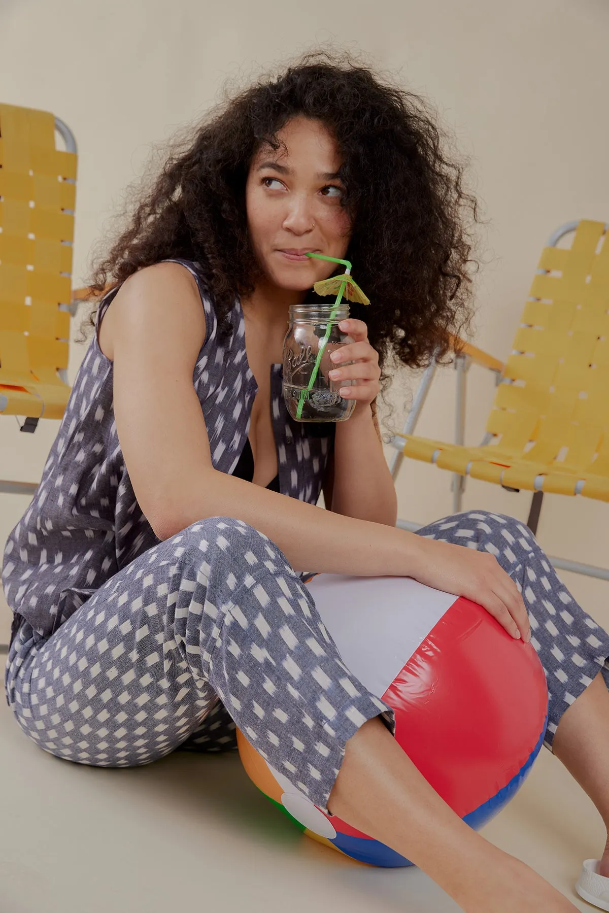 Eleni Sleeveless Tunic Top - Blue Ikat sold by Mata Traders product image thumbnail 2