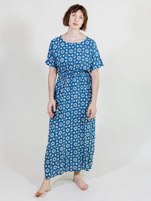 Aimee Maxi Dress - Indigo Heart Floral sold by Mata Traders