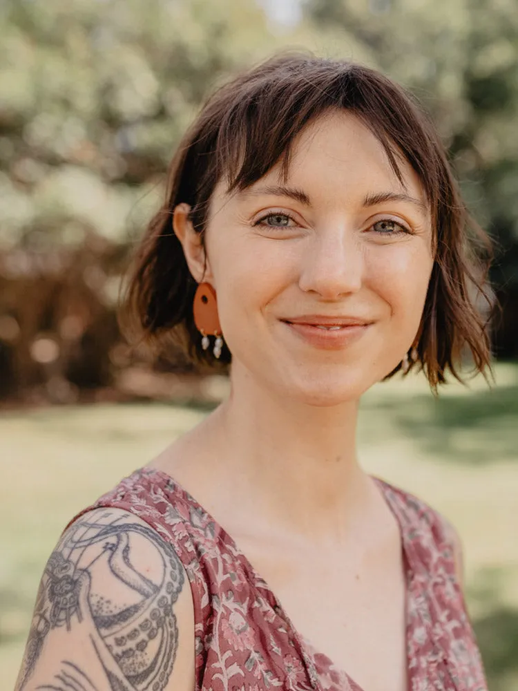 Clay Pearl Earrings - Saffron sold by Mata Traders product image thumbnail 2