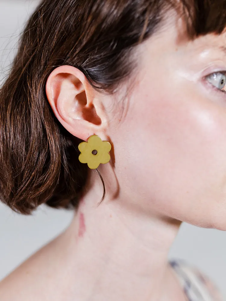Retro Bloom Studs - Chartreuse sold by Mata Traders