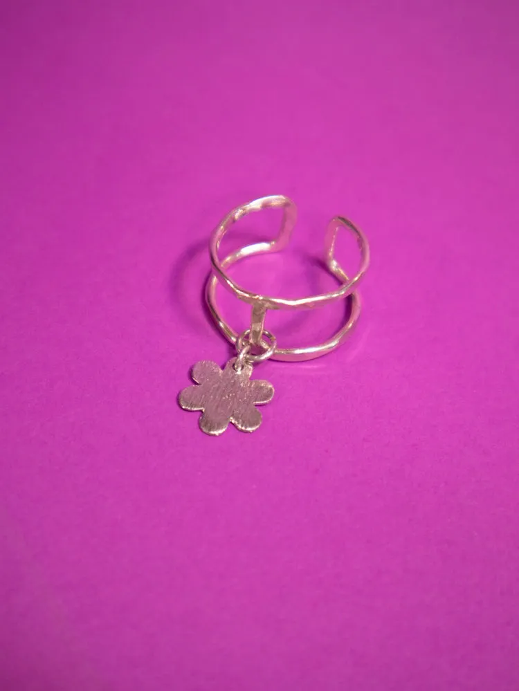 Petite Flower Charm Ring - Silver sold by Mata Traders product image thumbnail 3