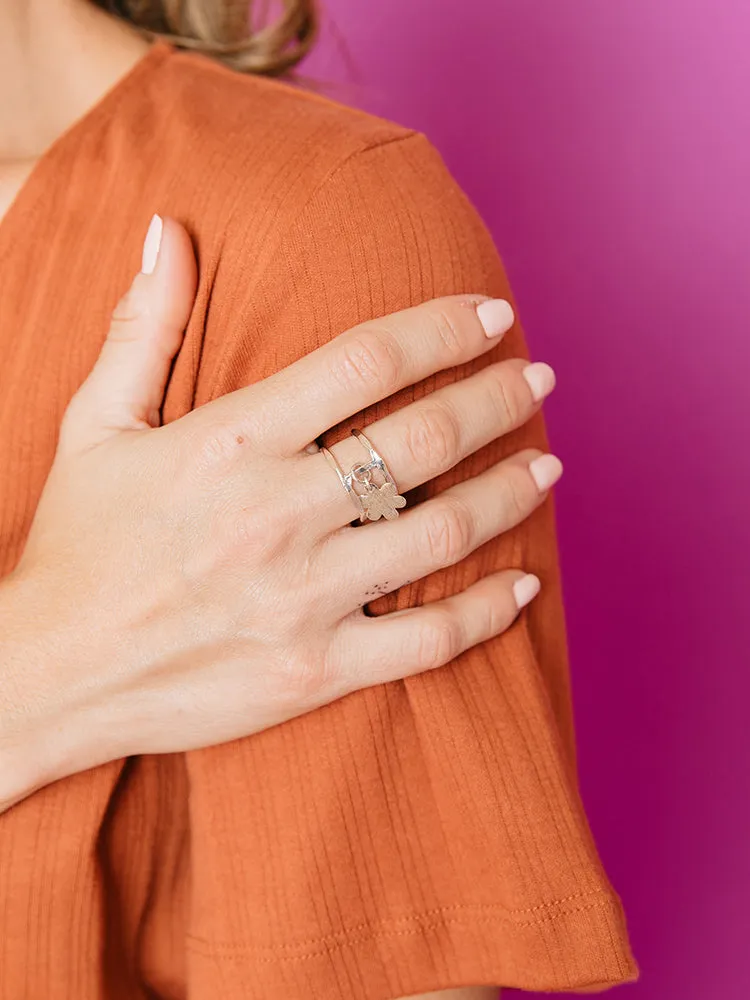 Petite Flower Charm Ring - Silver sold by Mata Traders product image thumbnail 2