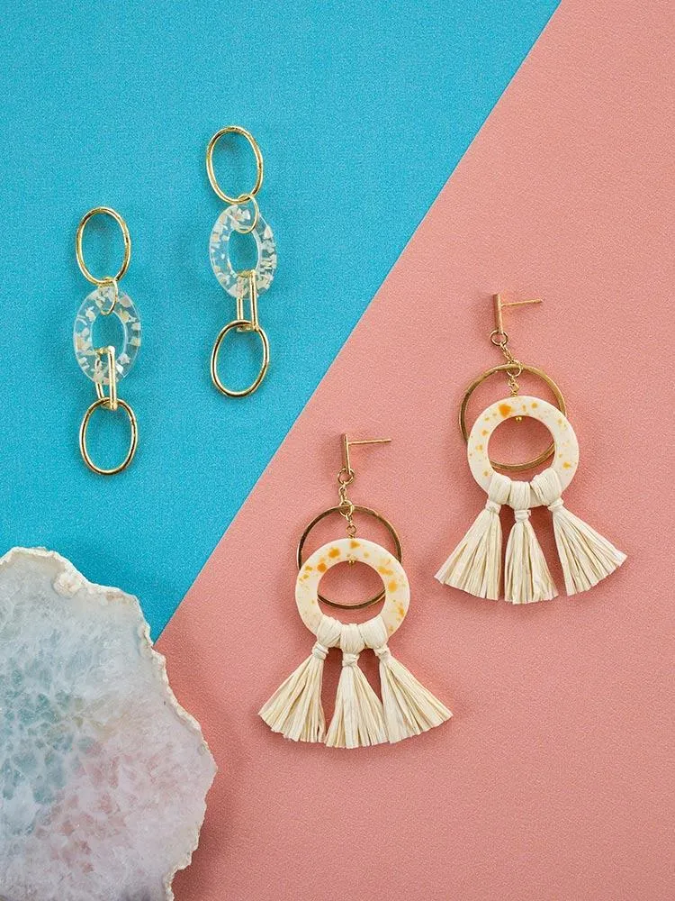 Popcorn Raffia Studs - Yellow sold by Mata Traders product image thumbnail 3