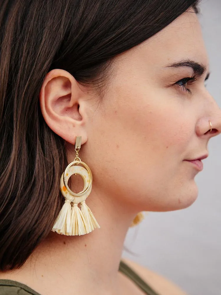 Popcorn Raffia Studs - Yellow sold by Mata Traders product image thumbnail 2