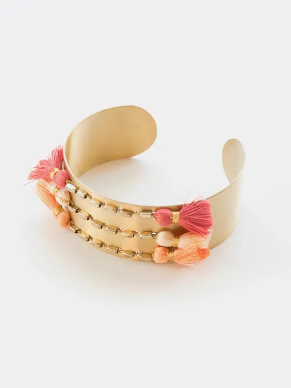 Summer Tassel Bracelet - Peach made by Mata Traders