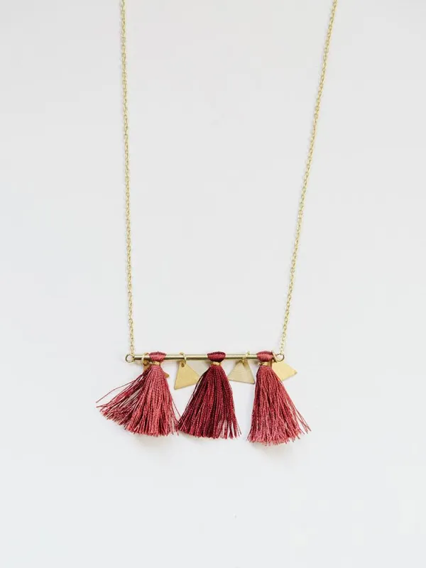 Tassel Bar Necklace - Rose sold by Mata Traders