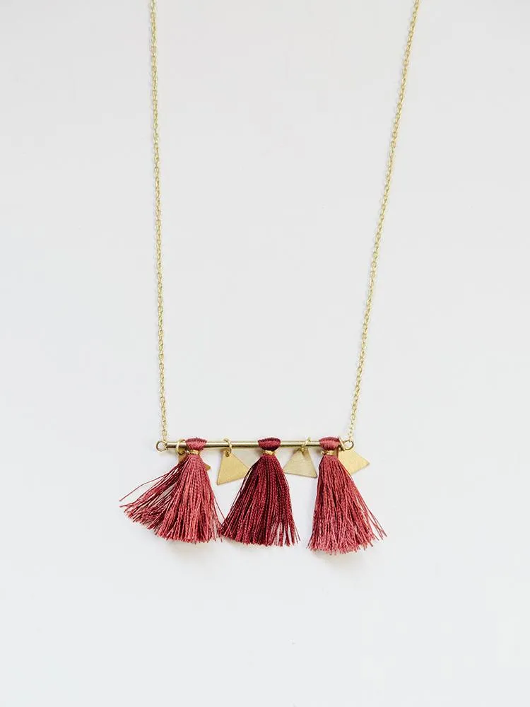 Tassel Bar Necklace - Rose sold by Mata Traders