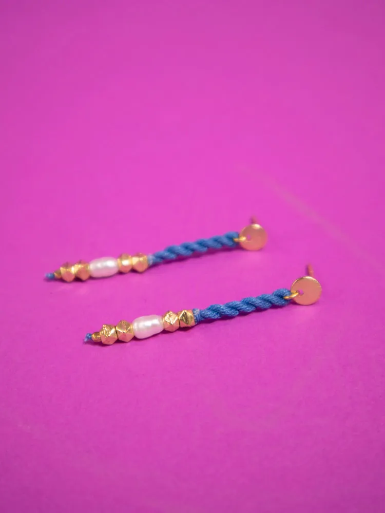 Devin Corded Dangle Earrings - Blue sold by Mata Traders product image thumbnail 4