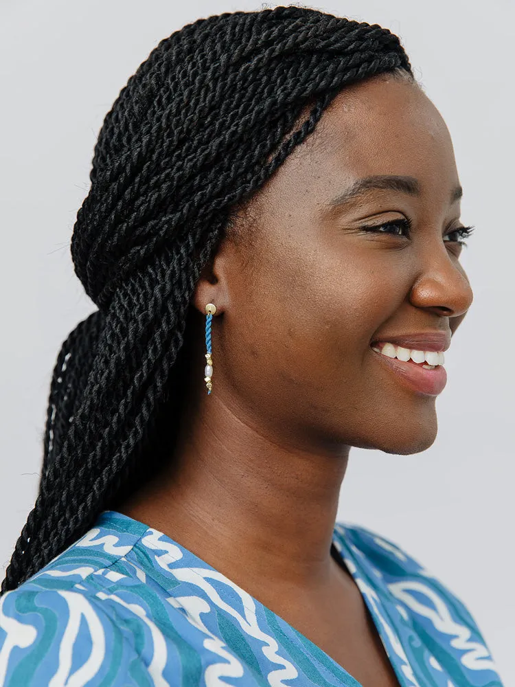Devin Corded Dangle Earrings - Blue sold by Mata Traders
