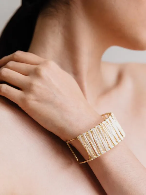 Madison Raffia Cuff - Gold sold by Mata Traders