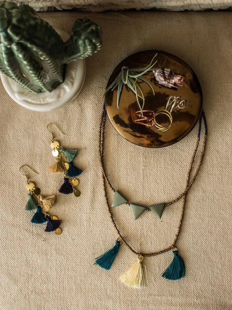 Jubilee Tassel Necklace - Teal sold by Mata Traders product image thumbnail 4