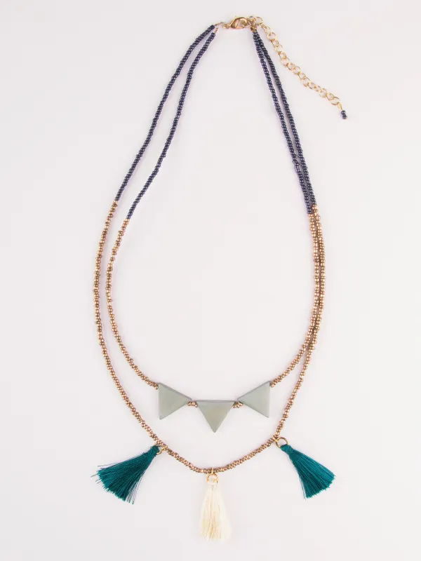 Jubilee Tassel Necklace - Teal sold by Mata Traders