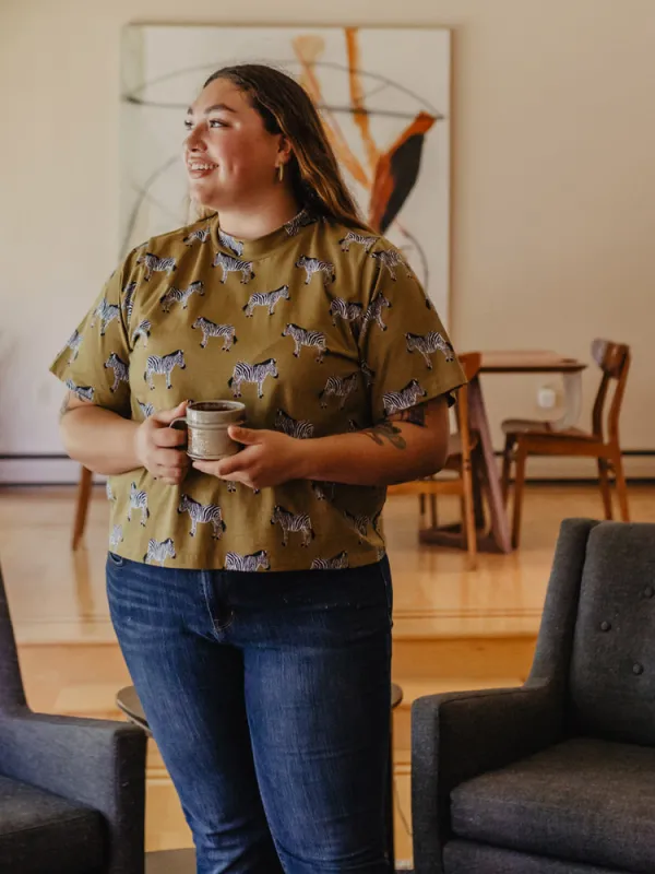 Eve Plus Size Top - Zebra Green sold by Mata Traders