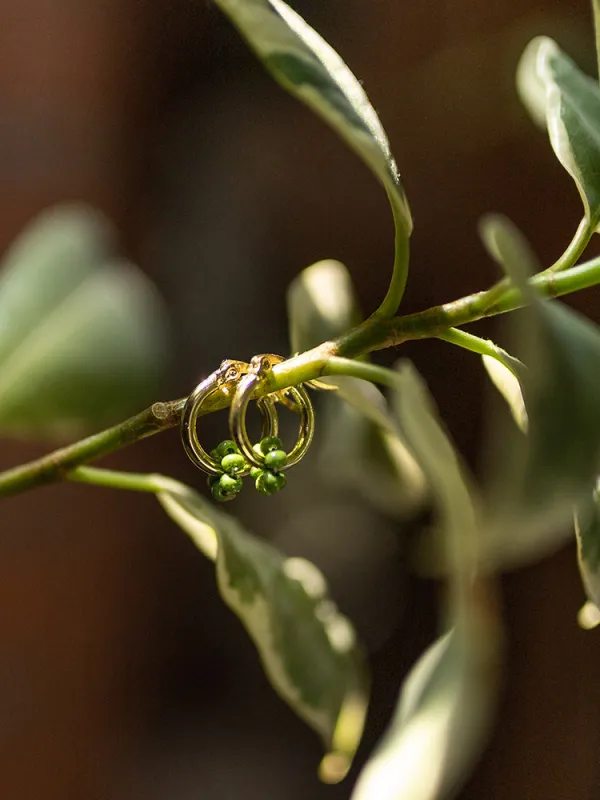 Floral Micro Hoop Earrings - Green sold by Mata Traders