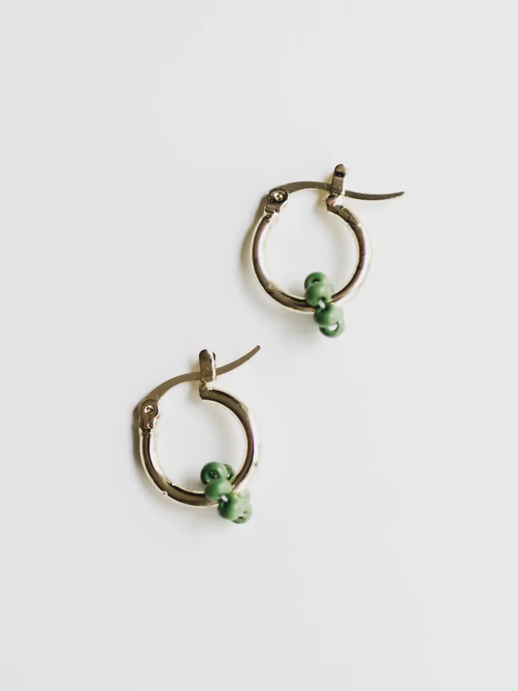 Floral Micro Hoop Earrings - Green sold by Mata Traders product image thumbnail 2