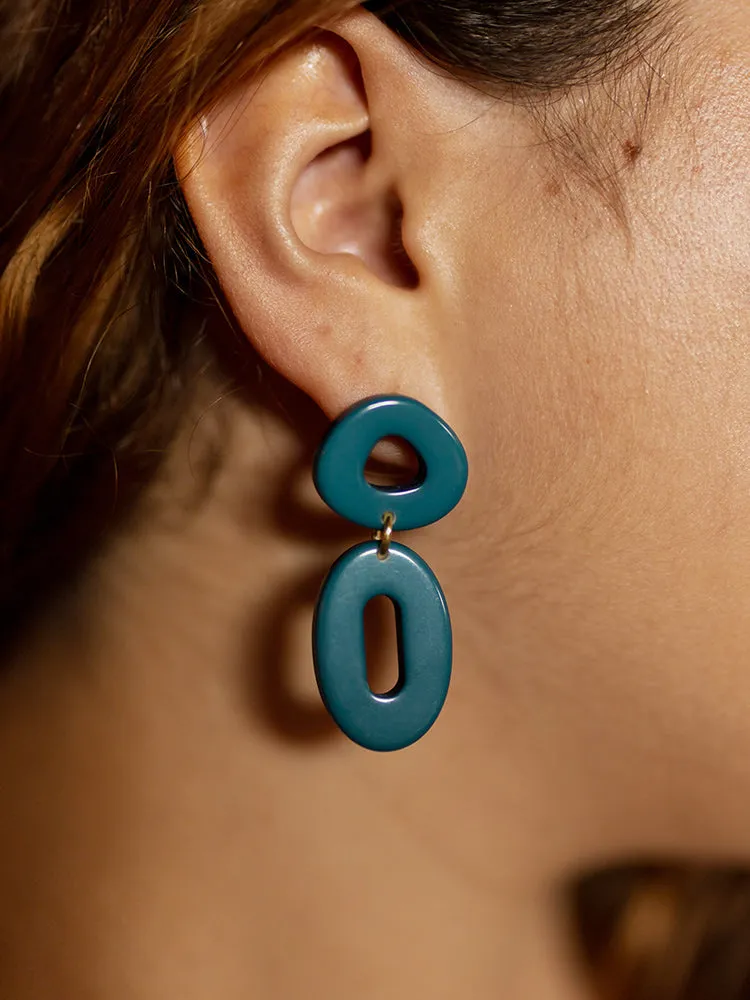 Oblong Hoop Earrings - Blue sold by Mata Traders product image thumbnail 2