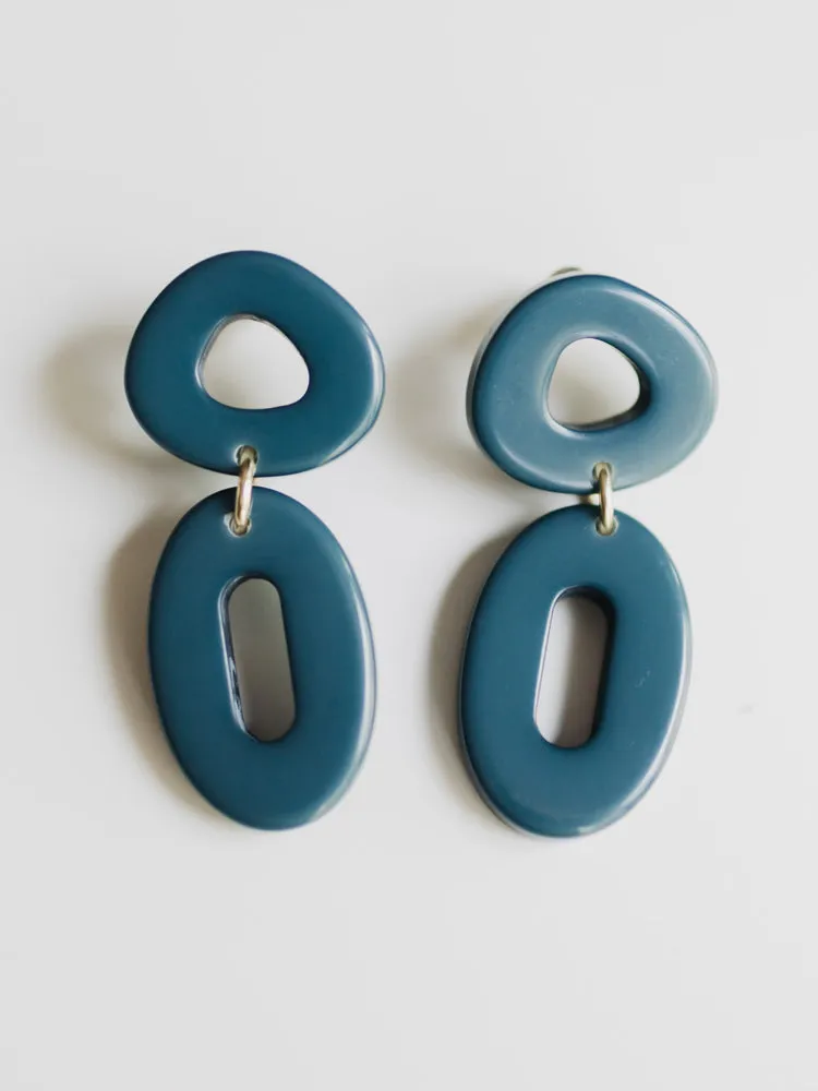 Oblong Hoop Earrings - Blue sold by Mata Traders product image thumbnail 3