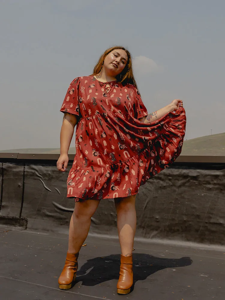 Adelaide Tiered Plus Size Mini Dress - Modern Objects Cranberry sold by Mata Traders