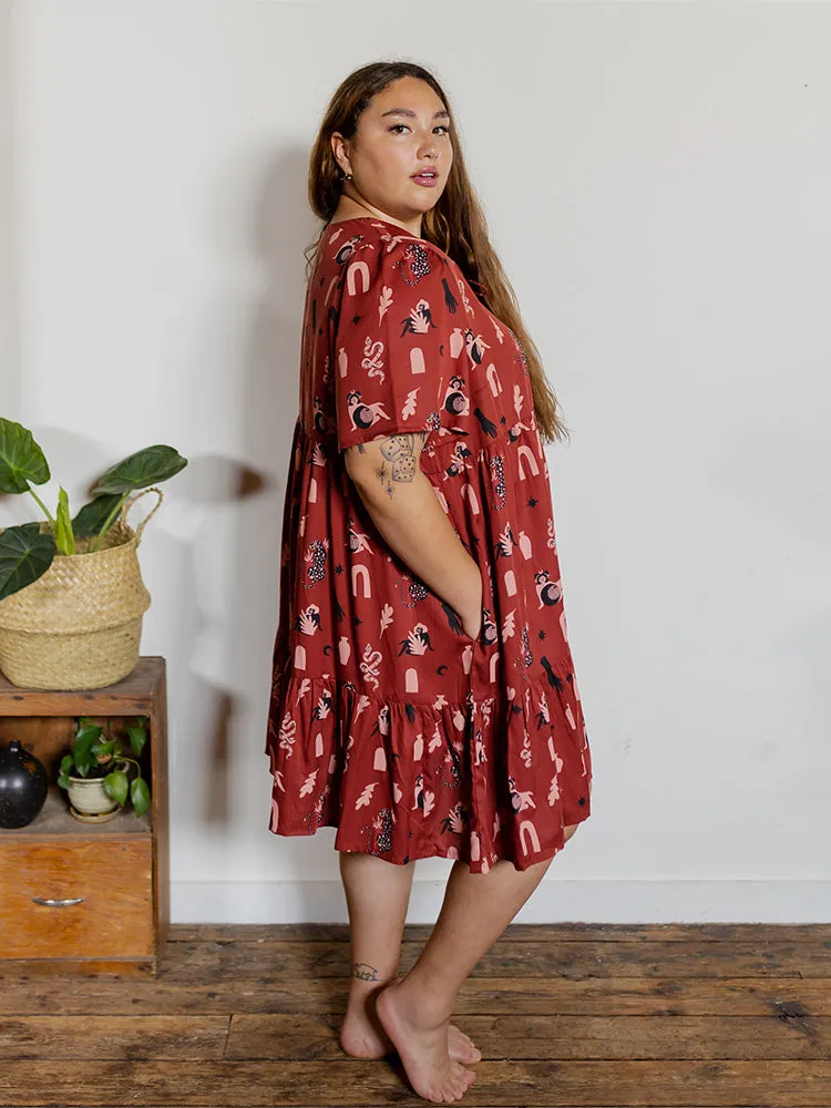 Adelaide Tiered Plus Size Mini Dress - Modern Objects Cranberry sold by Mata Traders product image thumbnail 2
