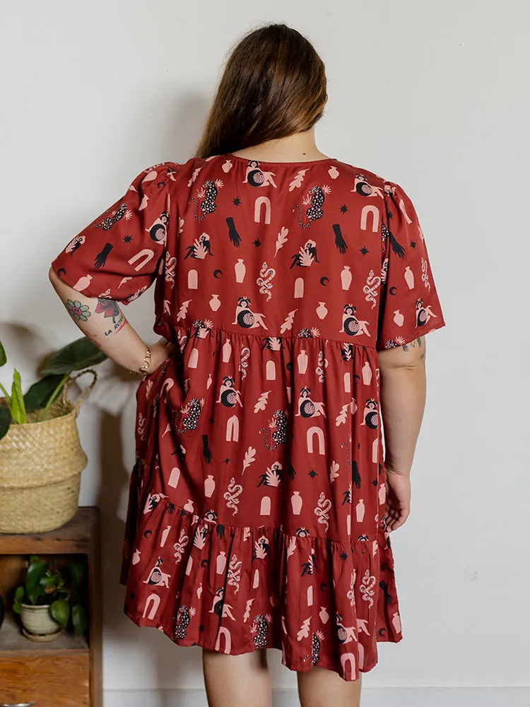 Adelaide Tiered Plus Size Mini Dress - Modern Objects Cranberry sold by Mata Traders product image thumbnail 3
