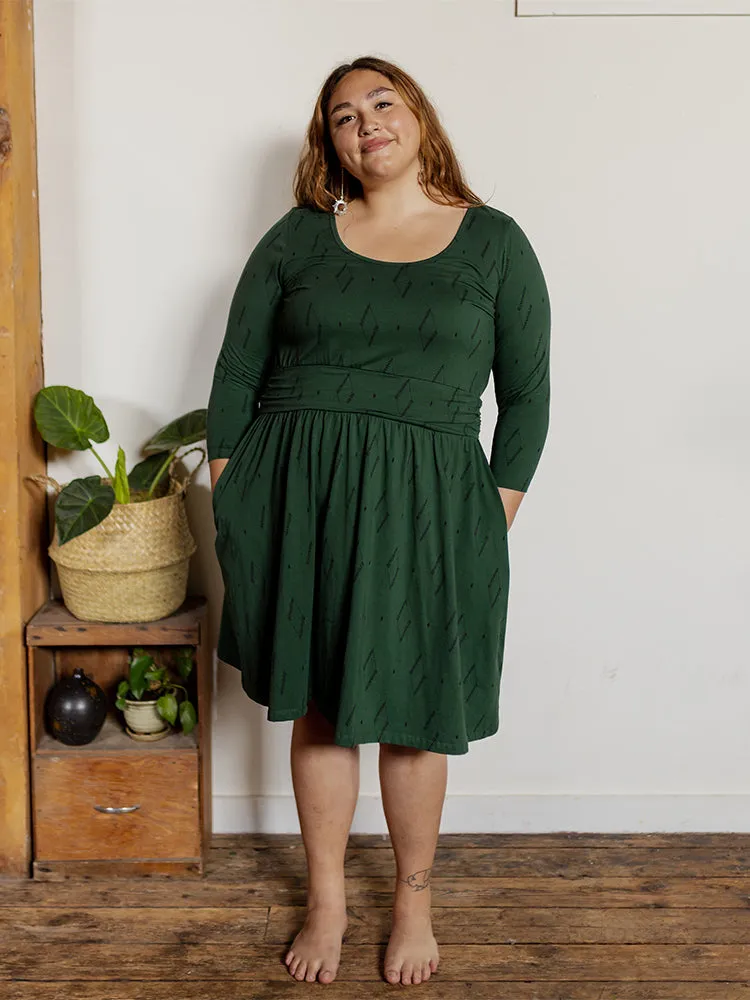 Novela Plus Size Dress - Diamond Vine Dark Sage sold by Mata Traders
