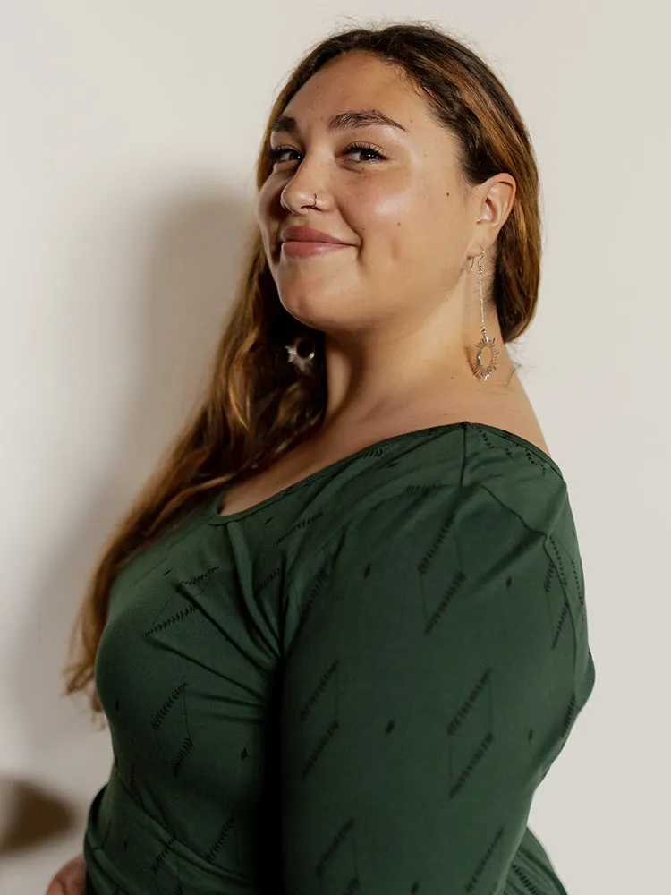 Novela Plus Size Dress - Diamond Vine Dark Sage sold by Mata Traders product image thumbnail 4