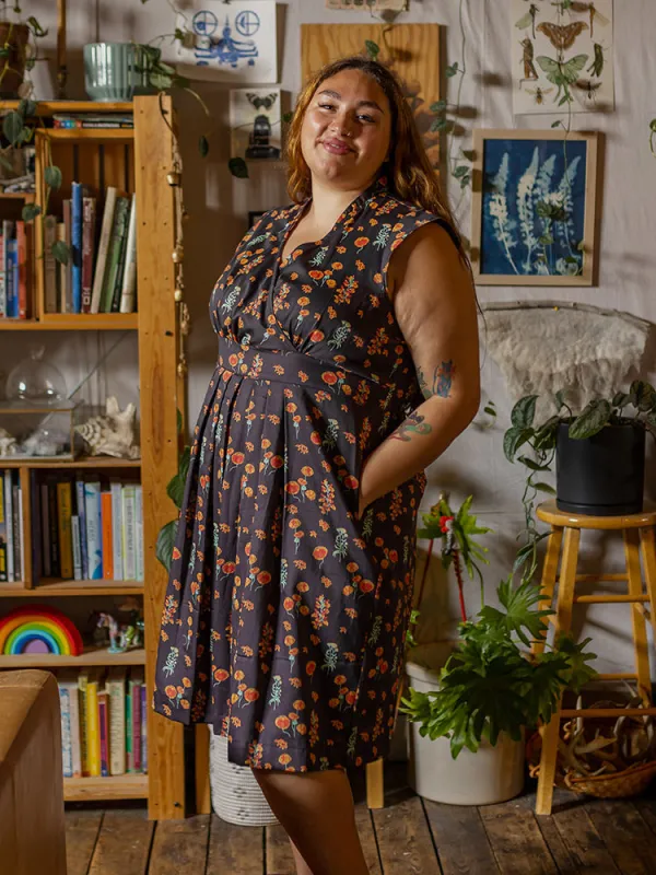 Lucille Plus Size Dress - Botanical Dusk made by Mata Traders