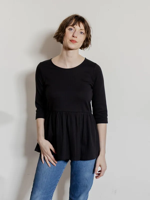 Paloma Top - Black Rib Knit sold by Mata Traders