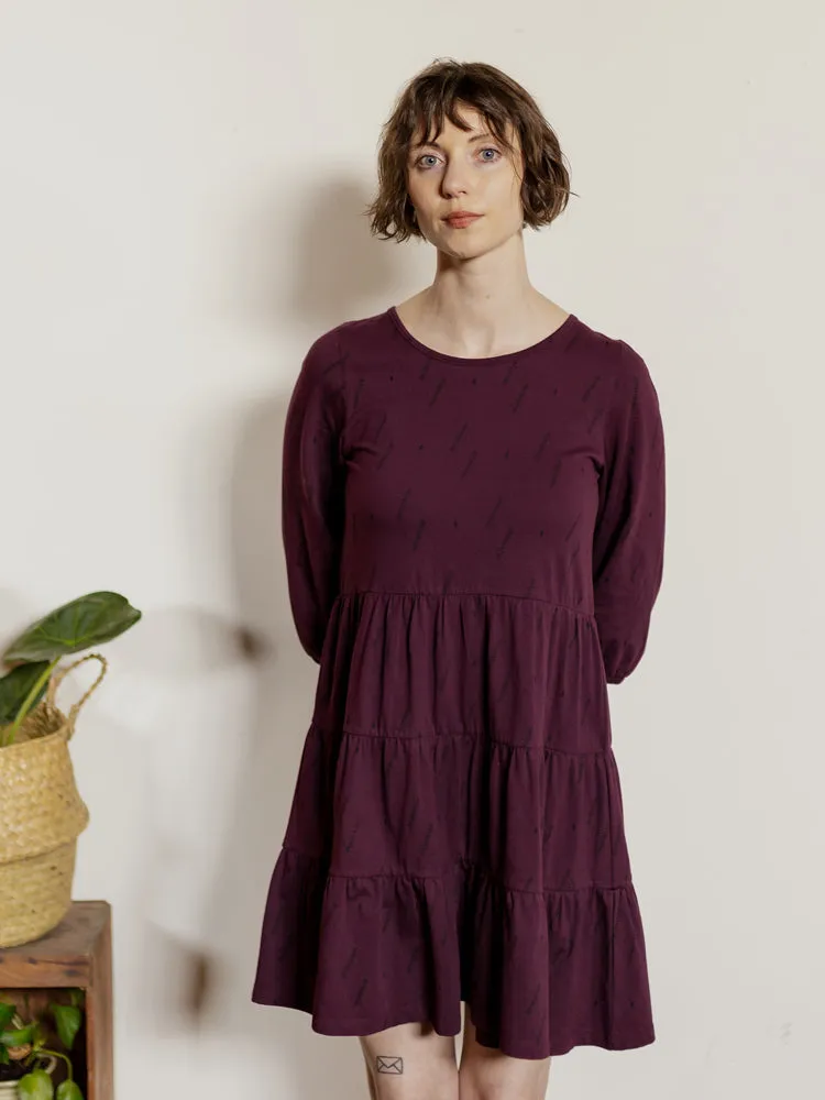 Bellini Long Sleeve Dress - Diamond Vine Dark Purple sold by Mata Traders product image thumbnail 4