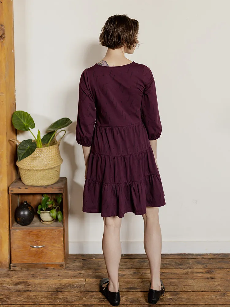 Bellini Long Sleeve Dress - Diamond Vine Dark Purple sold by Mata Traders product image thumbnail 5