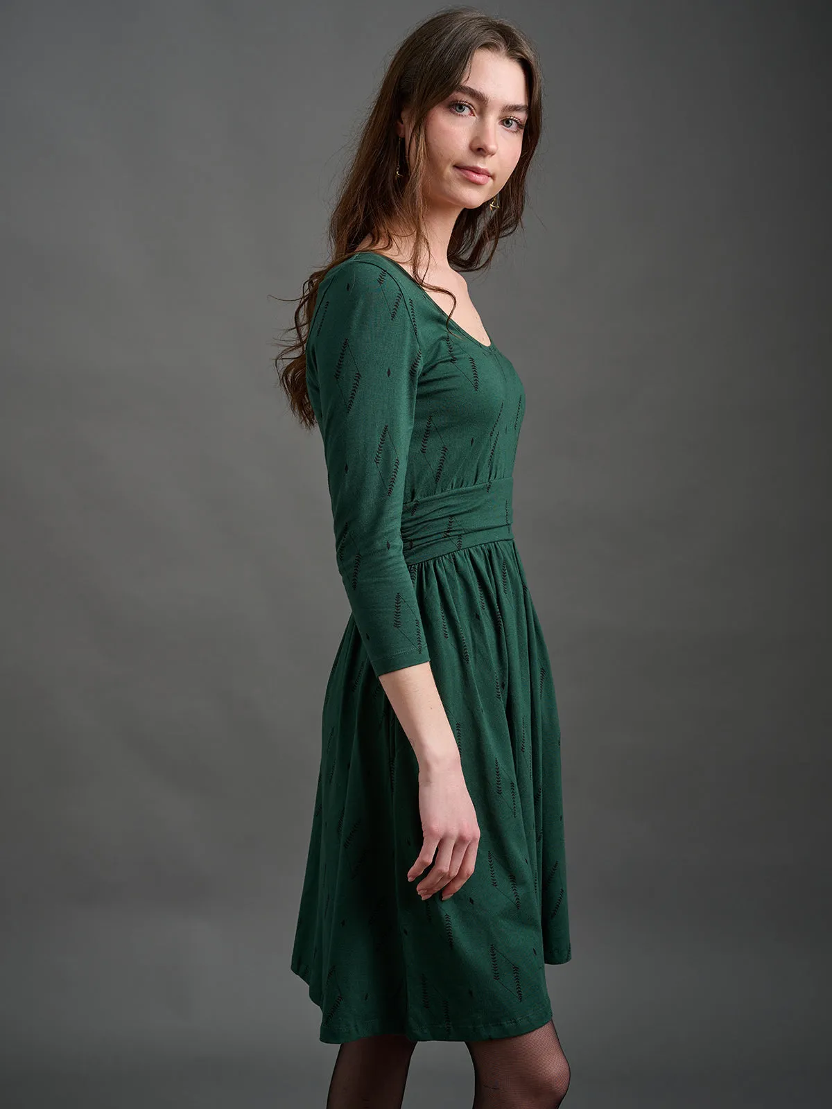 Novela Dress - Diamond Vine Dark Sage sold by Mata Traders product image thumbnail 2