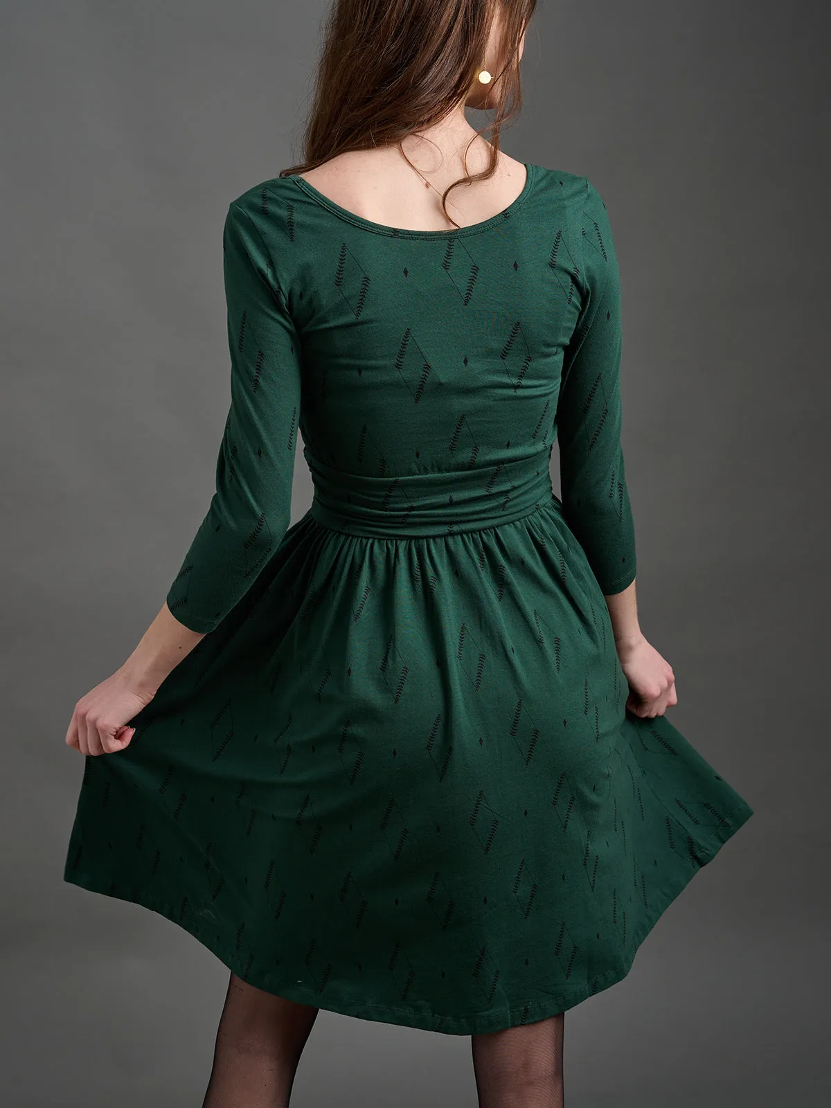 Novela Dress - Diamond Vine Dark Sage sold by Mata Traders product image thumbnail 5