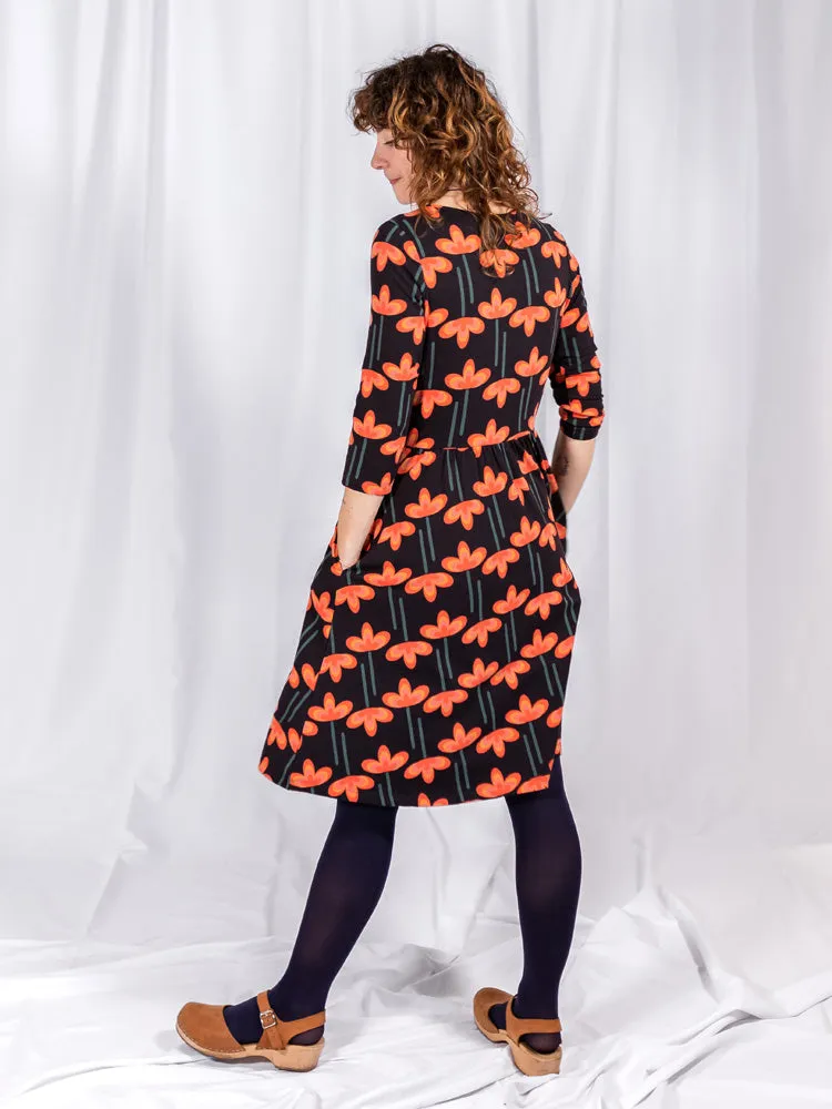 Callie 3/4 Sleeve Wrap Dress - Mod Daisy Poppy sold by Mata Traders product image thumbnail 3