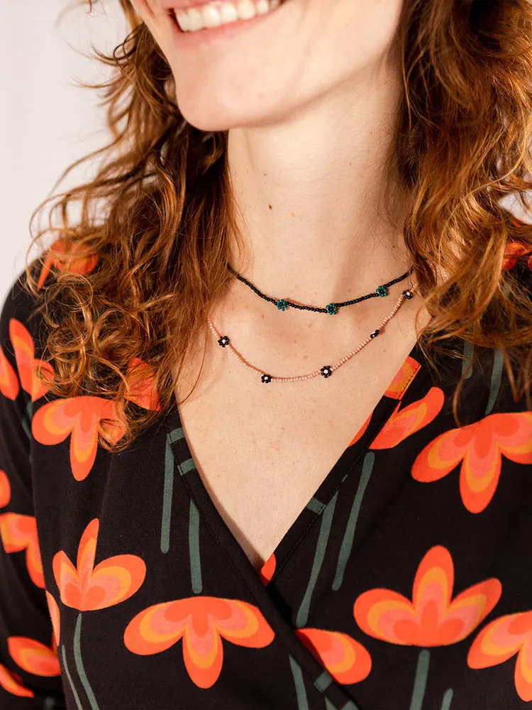 Callie 3/4 Sleeve Wrap Dress - Mod Daisy Poppy sold by Mata Traders product image thumbnail 2