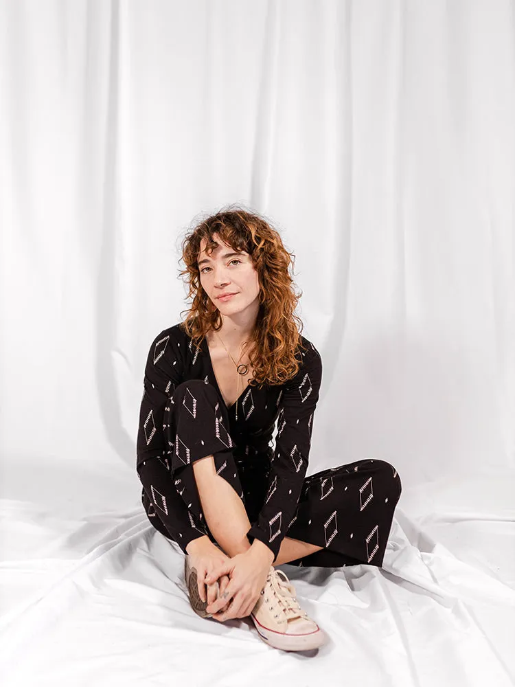 Rita Long Sleeve Jumpsuit - Diamond Vine Black sold by Mata Traders product image thumbnail 3