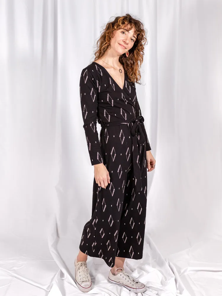 Rita Long Sleeve Jumpsuit - Diamond Vine Black sold by Mata Traders product image thumbnail 4
