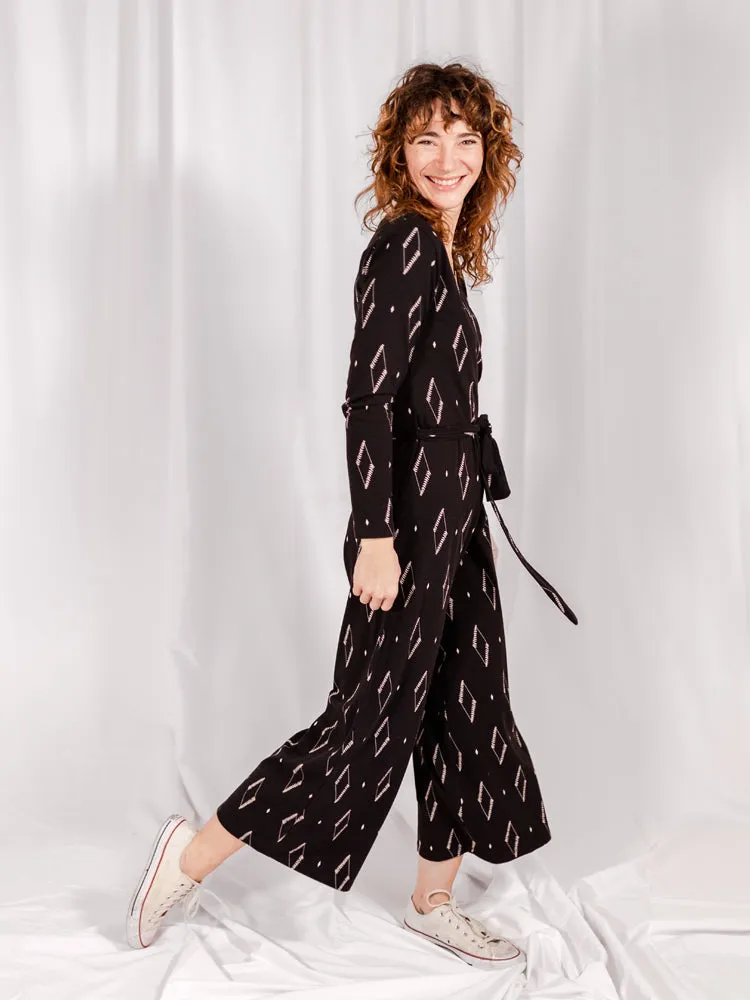 Rita Long Sleeve Jumpsuit - Diamond Vine Black sold by Mata Traders product image thumbnail 2