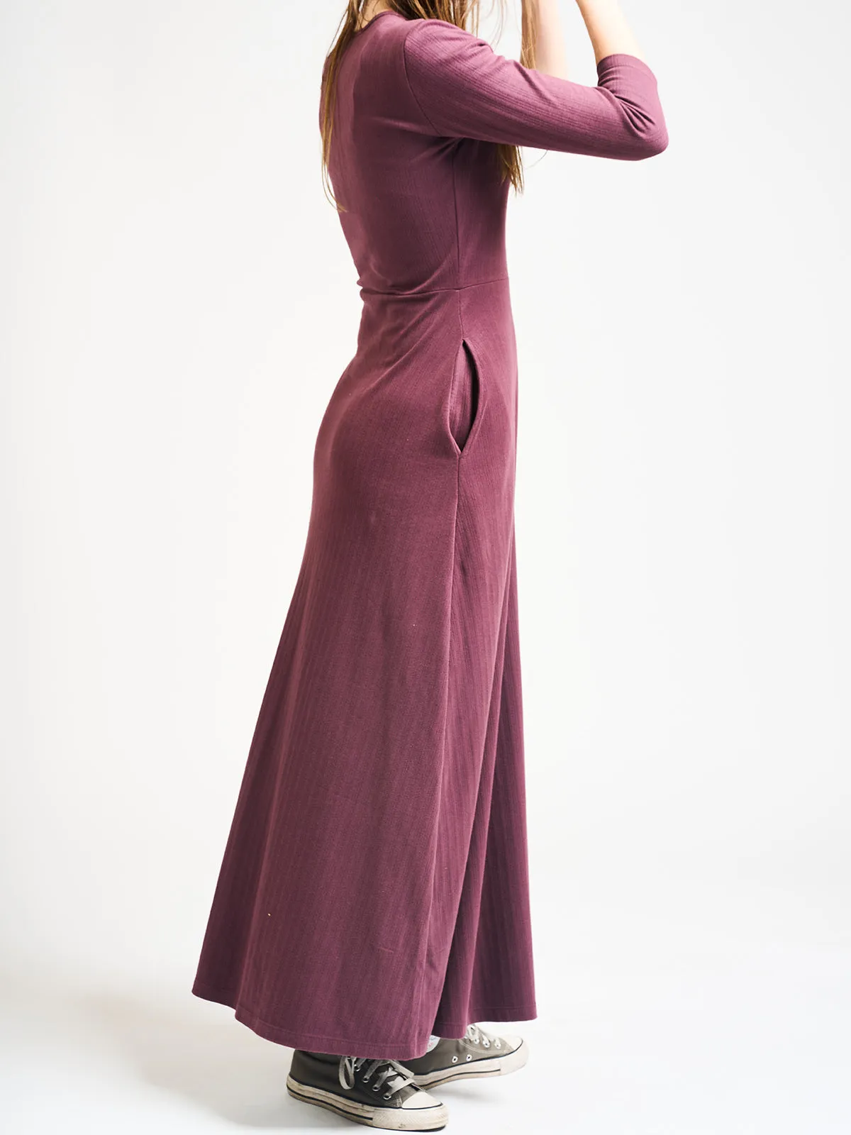 Mumbai Maxi Dress - Eggplant Rib Knit sold by Mata Traders product image thumbnail 2