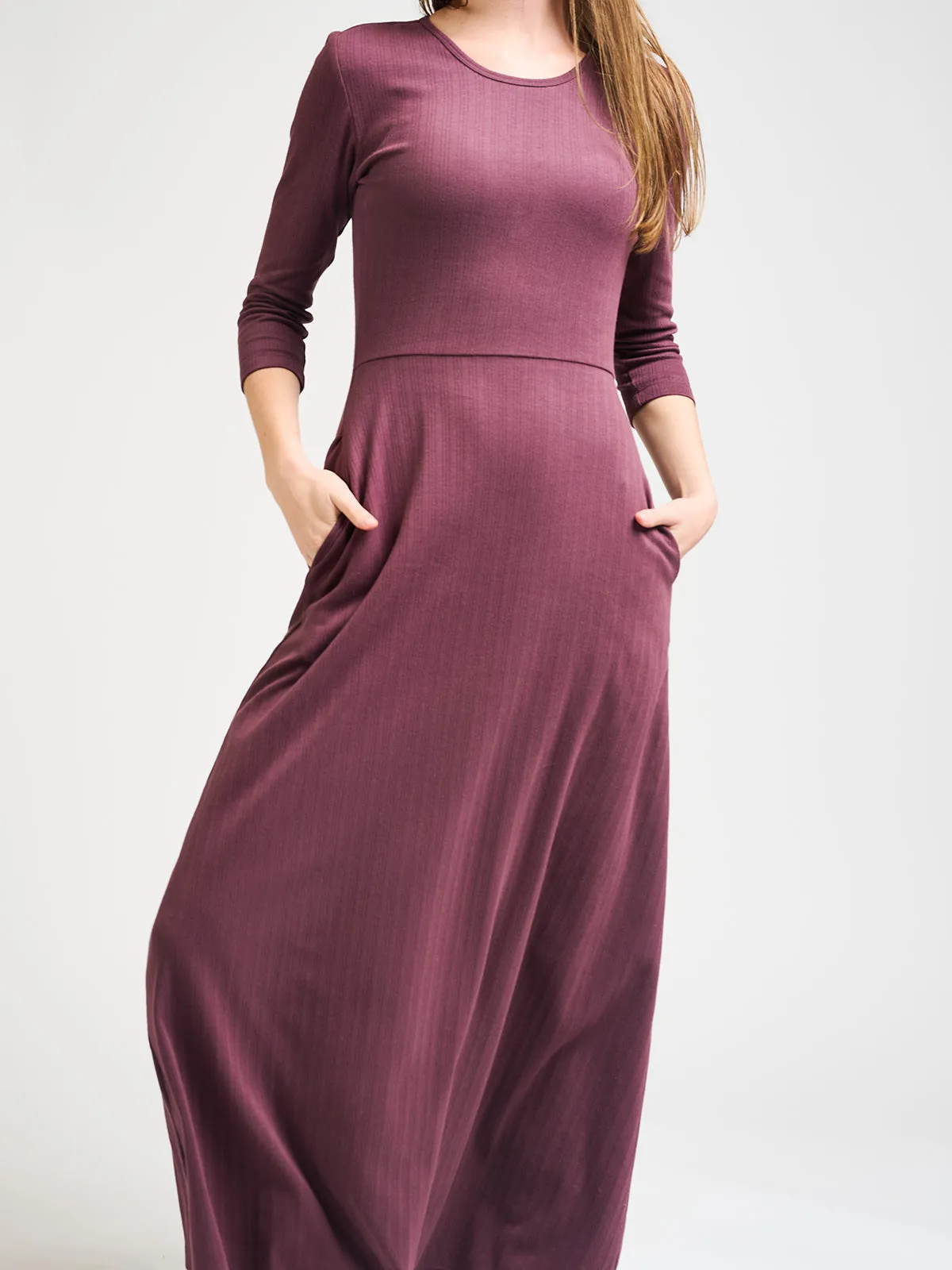 Mumbai Maxi Dress - Eggplant Rib Knit sold by Mata Traders product image thumbnail 5