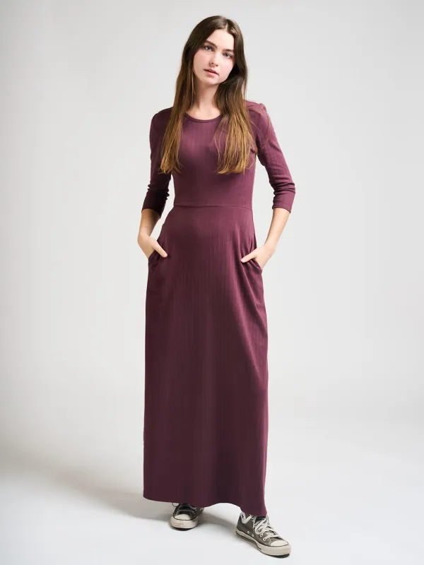 Mumbai Maxi Dress - Eggplant Rib Knit made by Mata Traders