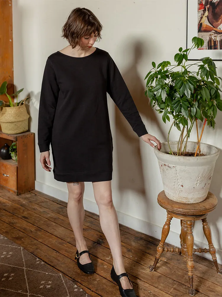 Sweatshirt Dress - Black Loop Knit sold by Mata Traders product image thumbnail 2