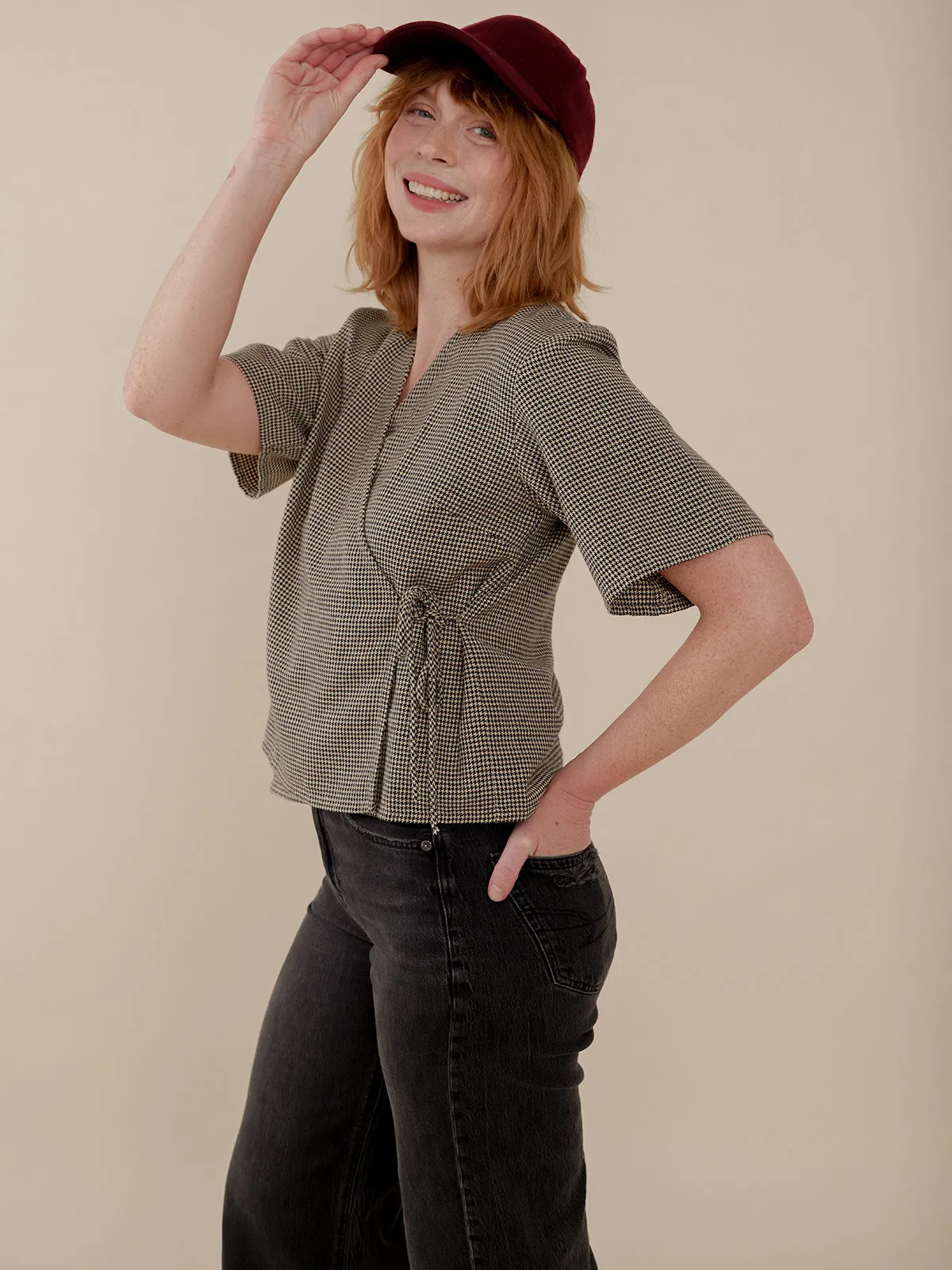 Winona Wrap Top - Houndstooth sold by Mata Traders product image thumbnail 5