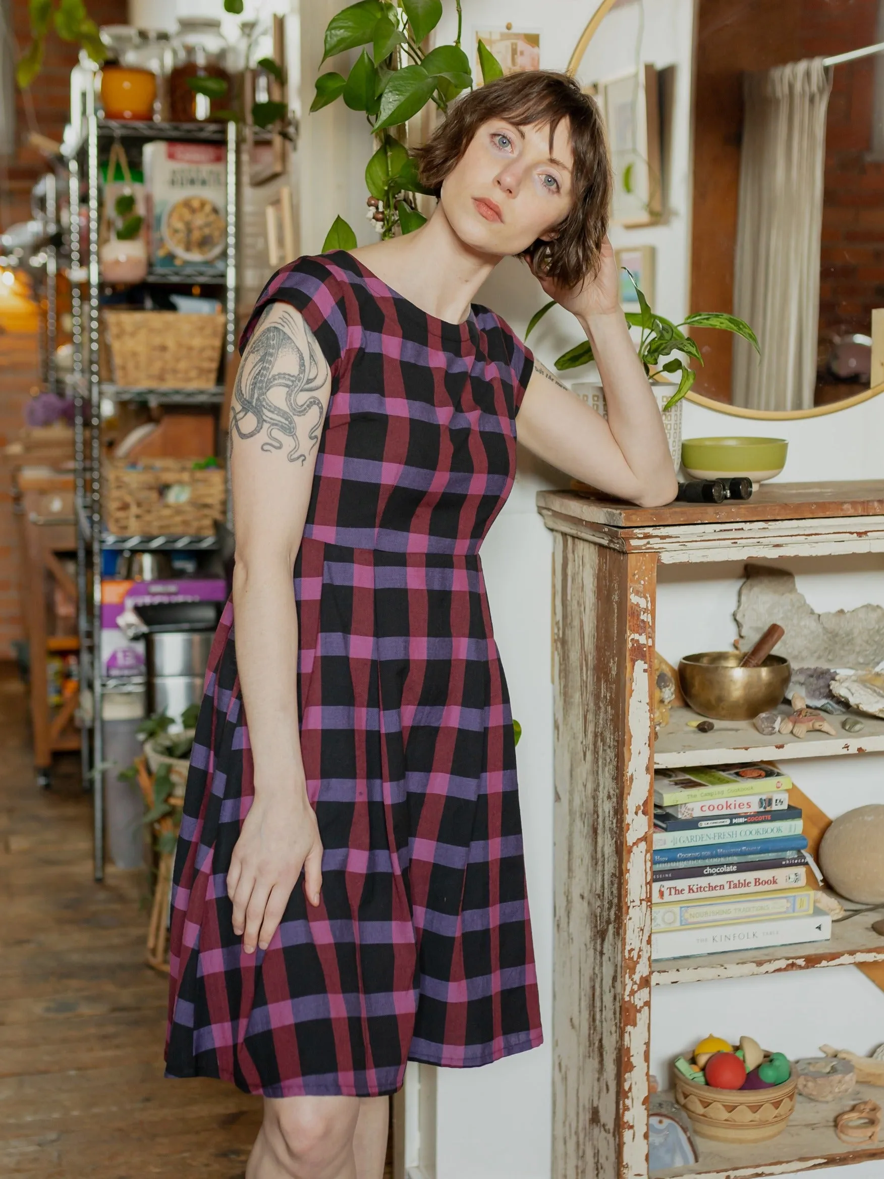 Devonshire Dress - Ultra Violet Plaid sold by Mata Traders product image thumbnail 2