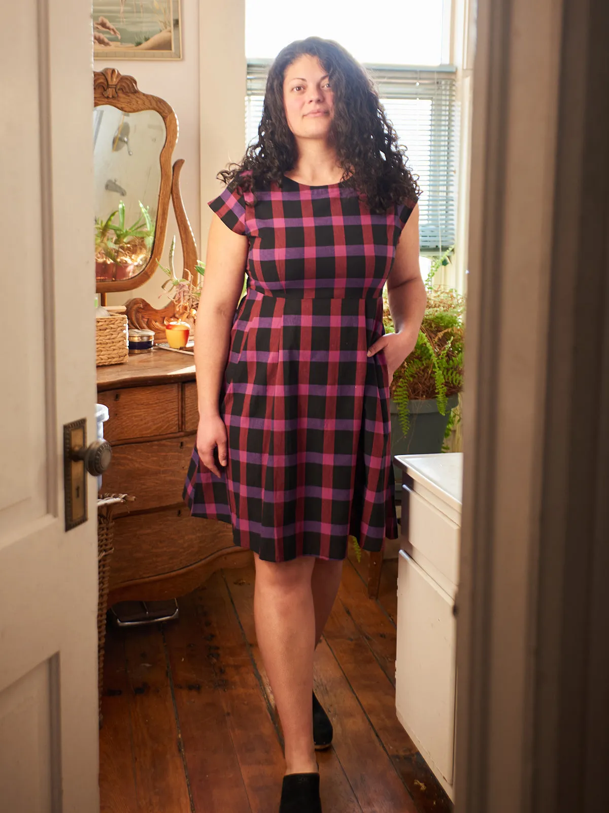 Devonshire Dress - Ultra Violet Plaid sold by Mata Traders